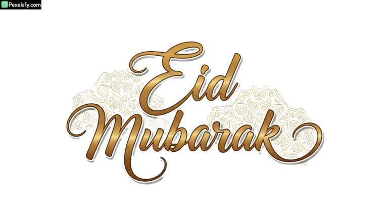 Eid Mubarak calligraphy with ornamental background isolated on transparent background