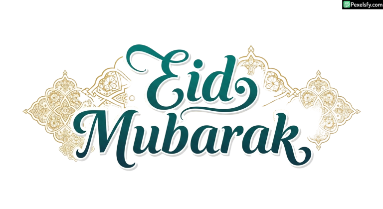 Eid Mubarak calligraphy with ornamental details isolated on transparent background (1)