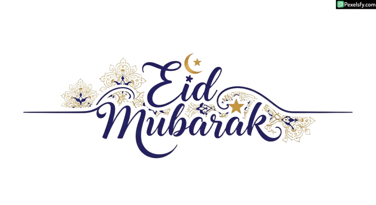 Eid Mubarak calligraphy with ornamental details isolated on transparent background
