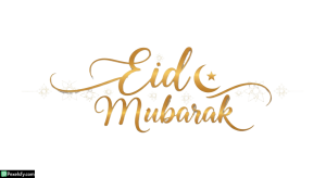 Eid Mubarak calligraphy with star accents isolated on transparent background
