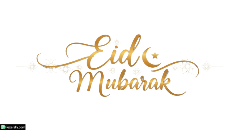 Eid Mubarak calligraphy with star accents isolated on transparent background