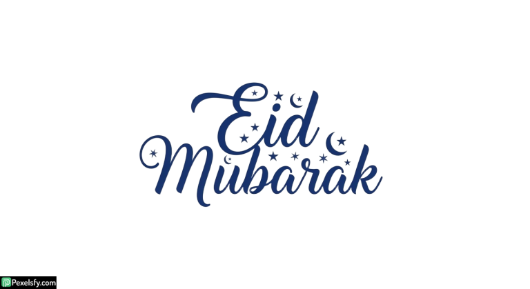 Eid Mubarak calligraphy with stars isolated on transparent background (1)