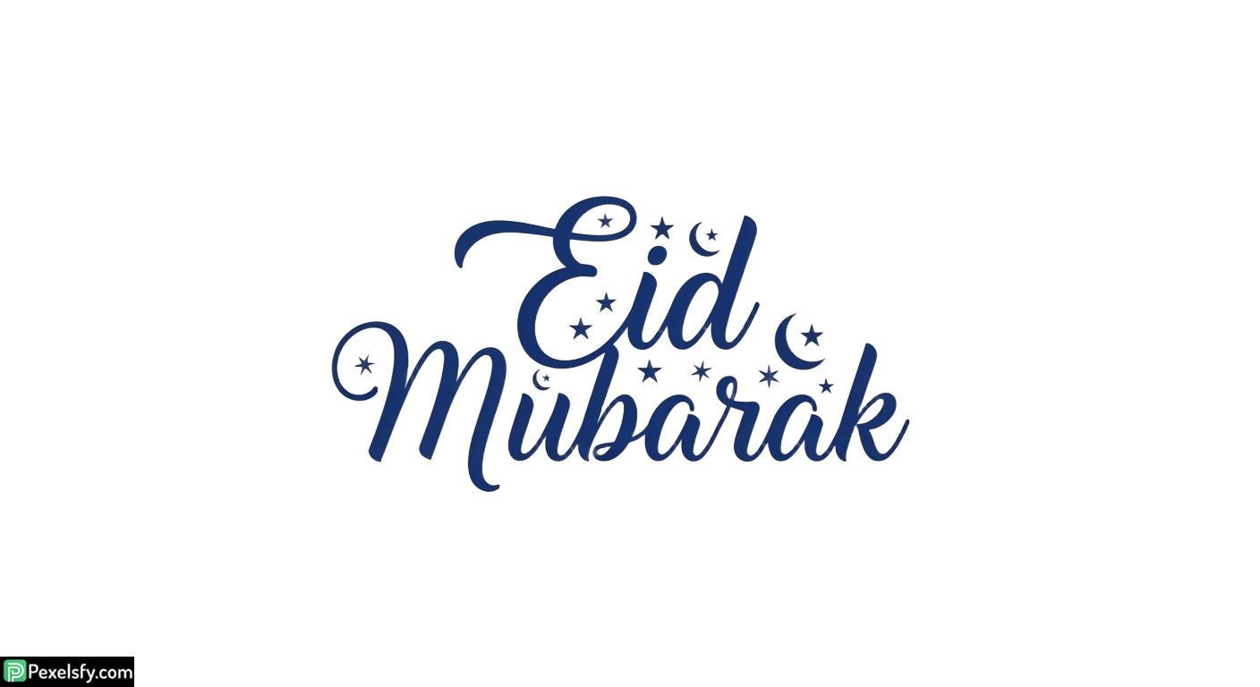 Eid Mubarak calligraphy with stars isolated on transparent background (1)