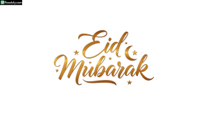 Eid Mubarak calligraphy with stars isolated on transparent background