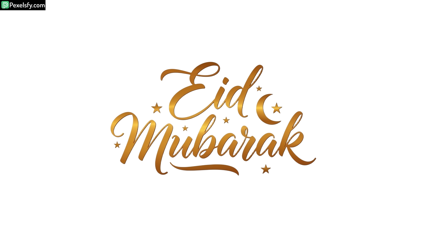 Eid Mubarak calligraphy with stars isolated on transparent background