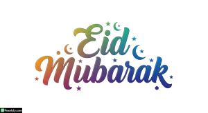 Eid Mubarak colorful lettering isolated on transparent background