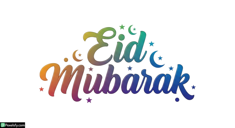 Eid Mubarak colorful lettering isolated on transparent background