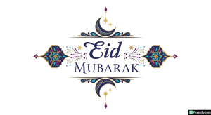 Eid Mubarak decorative greeting isolated on transparent background
