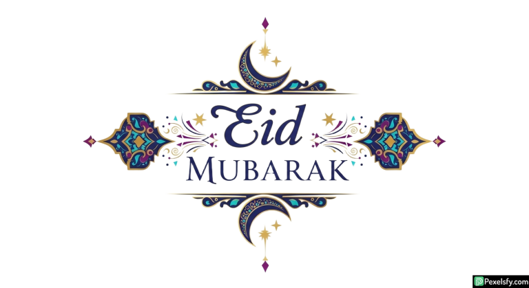 Eid Mubarak decorative greeting isolated on transparent background