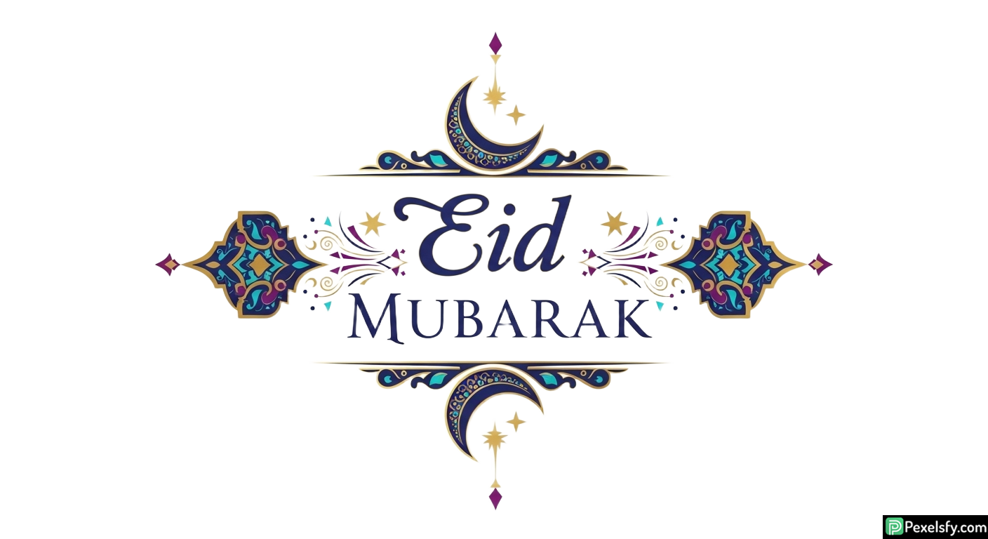 Eid Mubarak decorative greeting isolated on transparent background