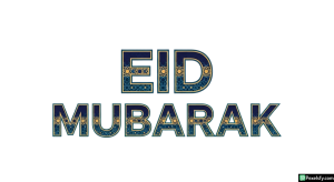 Eid Mubarak decorative typography isolated on transparent background