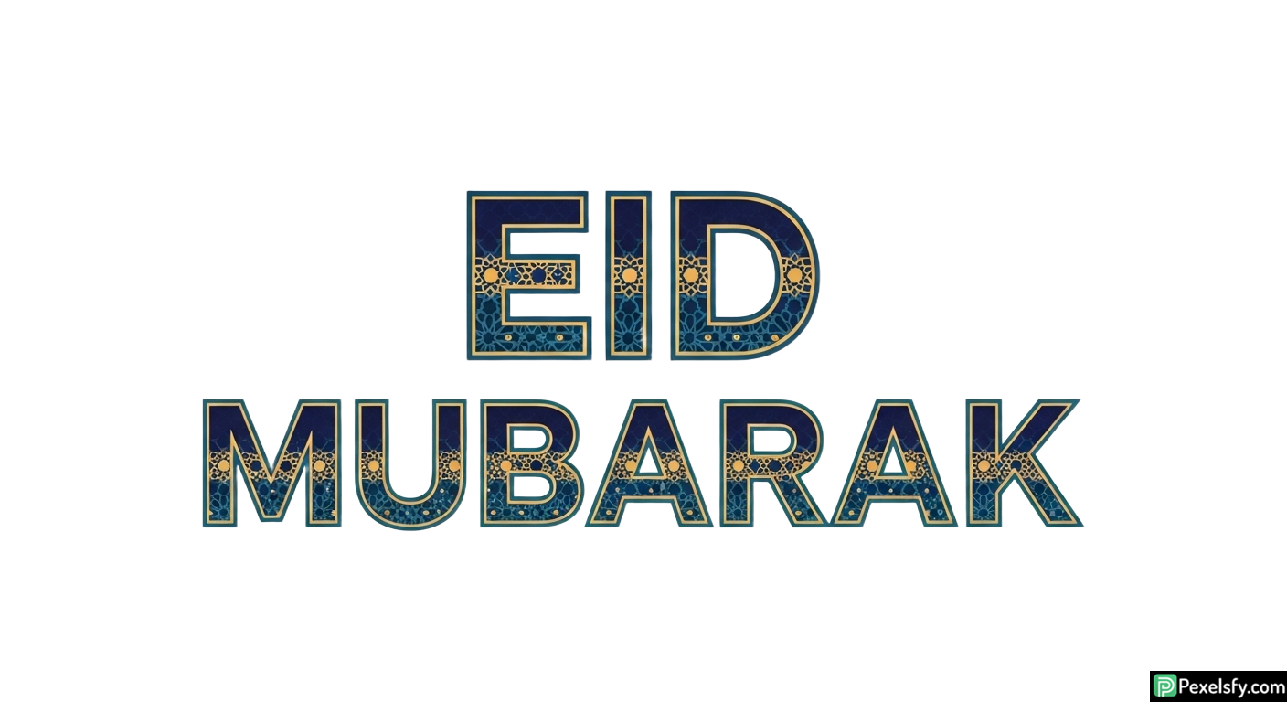 Eid Mubarak decorative typography isolated on transparent background