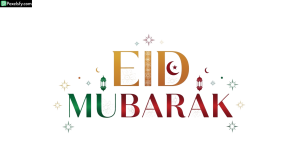 Eid Mubarak festive typography isolated on transparent background