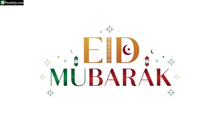 Eid Mubarak festive typography isolated on transparent background