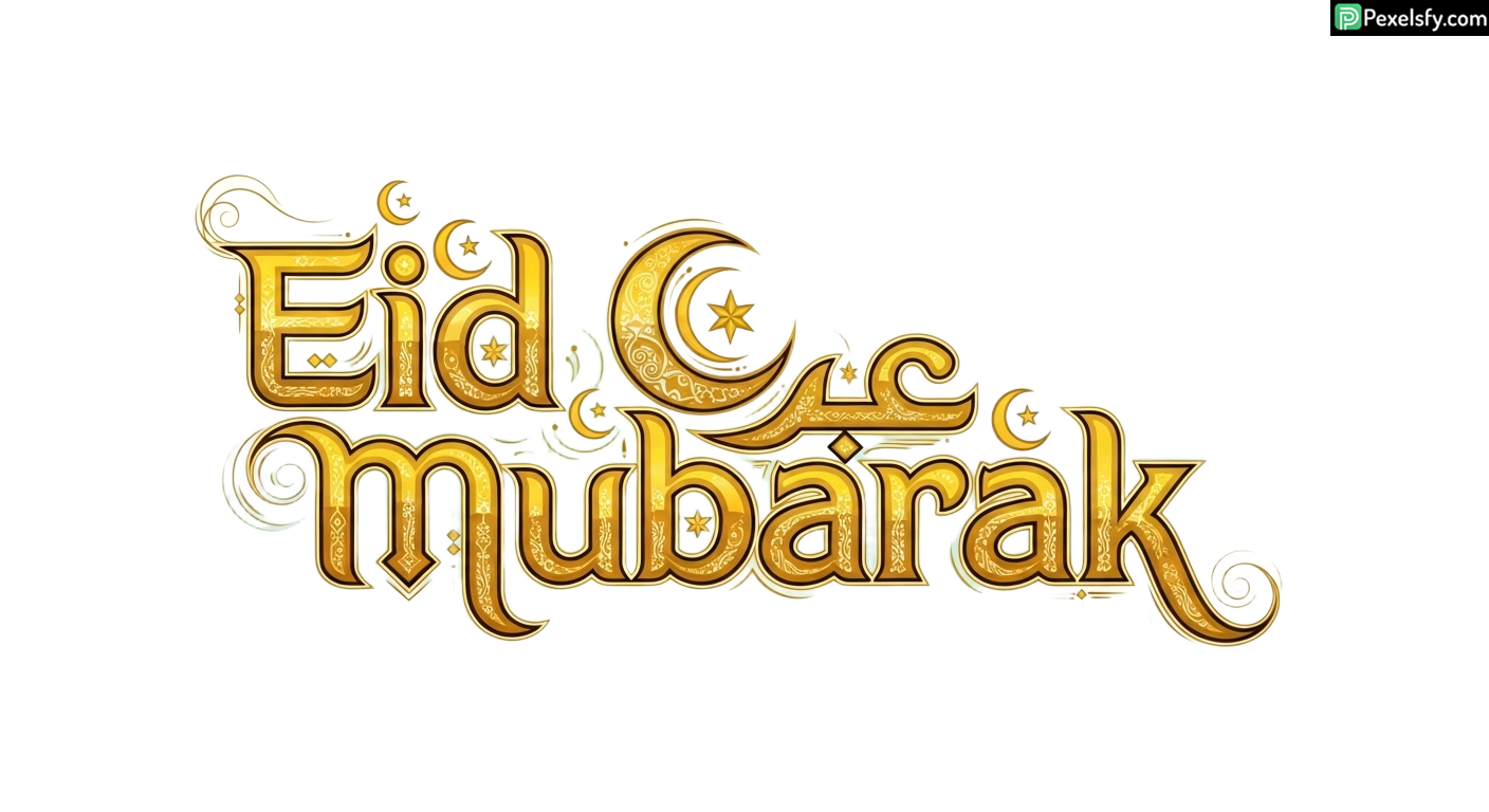 Eid Mubarak golden calligraphy isolated on transparent background (10)