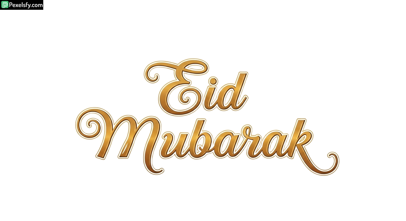 Eid Mubarak golden calligraphy isolated on transparent background (12)