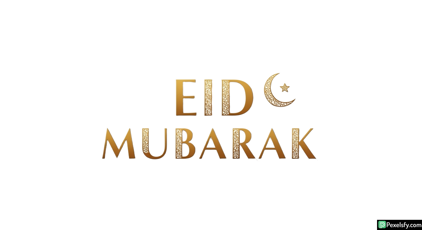 Eid Mubarak golden calligraphy isolated on transparent background (2)