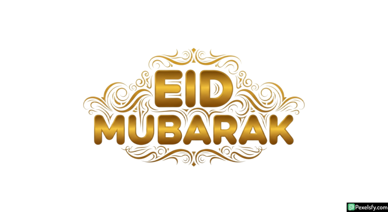Eid Mubarak golden calligraphy isolated on transparent background (4)