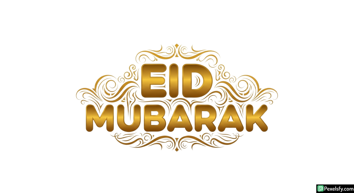 Eid Mubarak golden calligraphy isolated on transparent background (4)