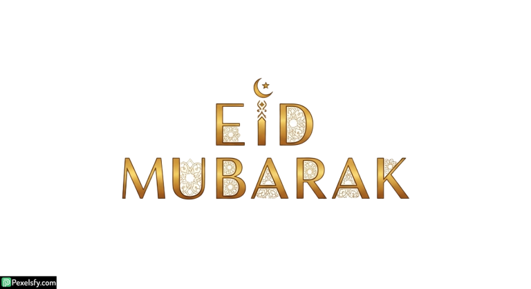Eid Mubarak golden calligraphy isolated on transparent background (5)