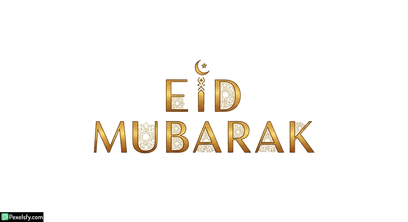 Eid Mubarak golden calligraphy isolated on transparent background (5)