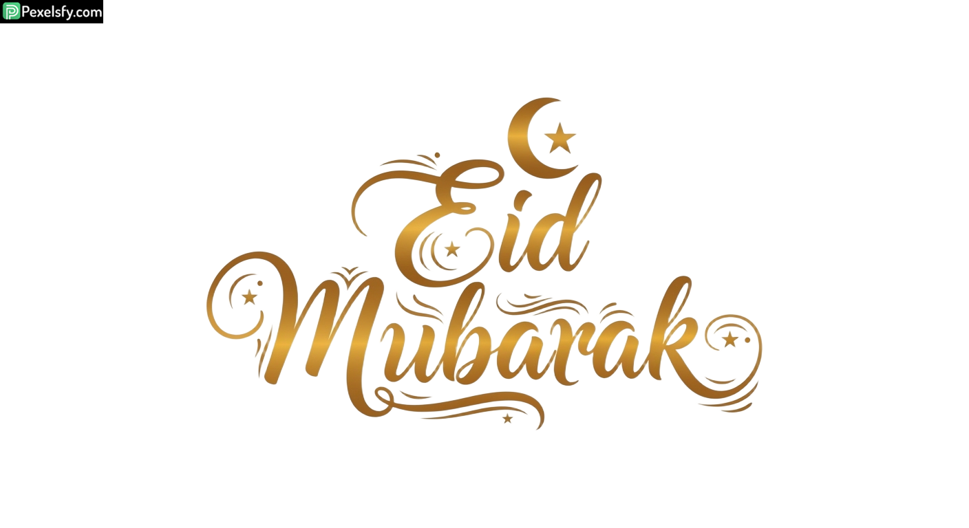 Eid Mubarak golden calligraphy isolated on transparent background