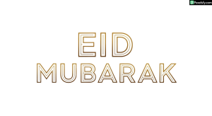 Eid Mubarak golden line art greeting isolated on transparent background