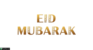 Eid Mubarak golden text greeting isolated on transparent background (1)