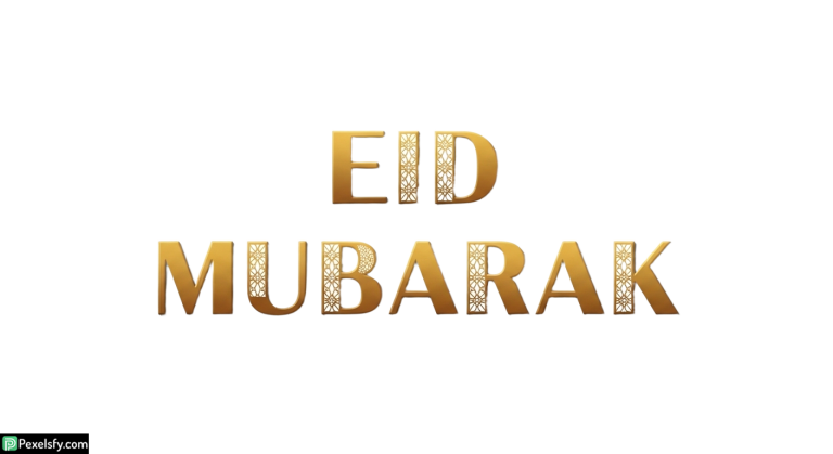 Eid Mubarak golden text greeting isolated on transparent background (1)