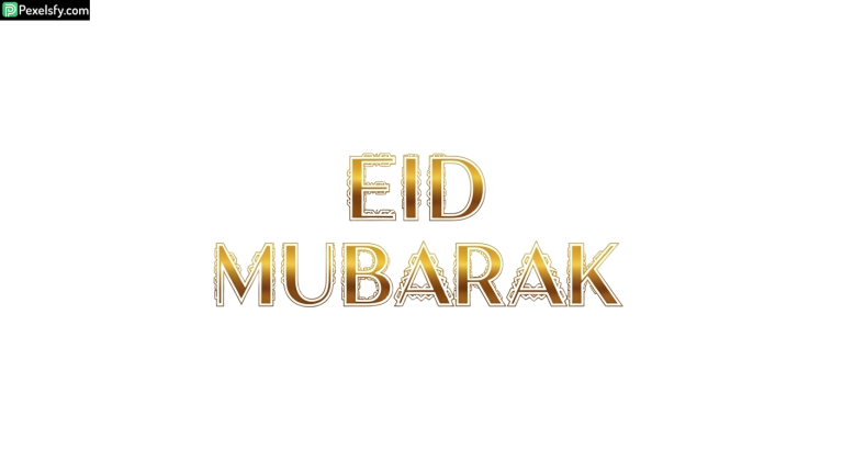 Eid Mubarak golden text greeting isolated on transparent background (4)