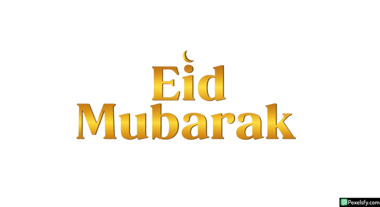 Eid Mubarak golden typography isolated on transparent background (1)