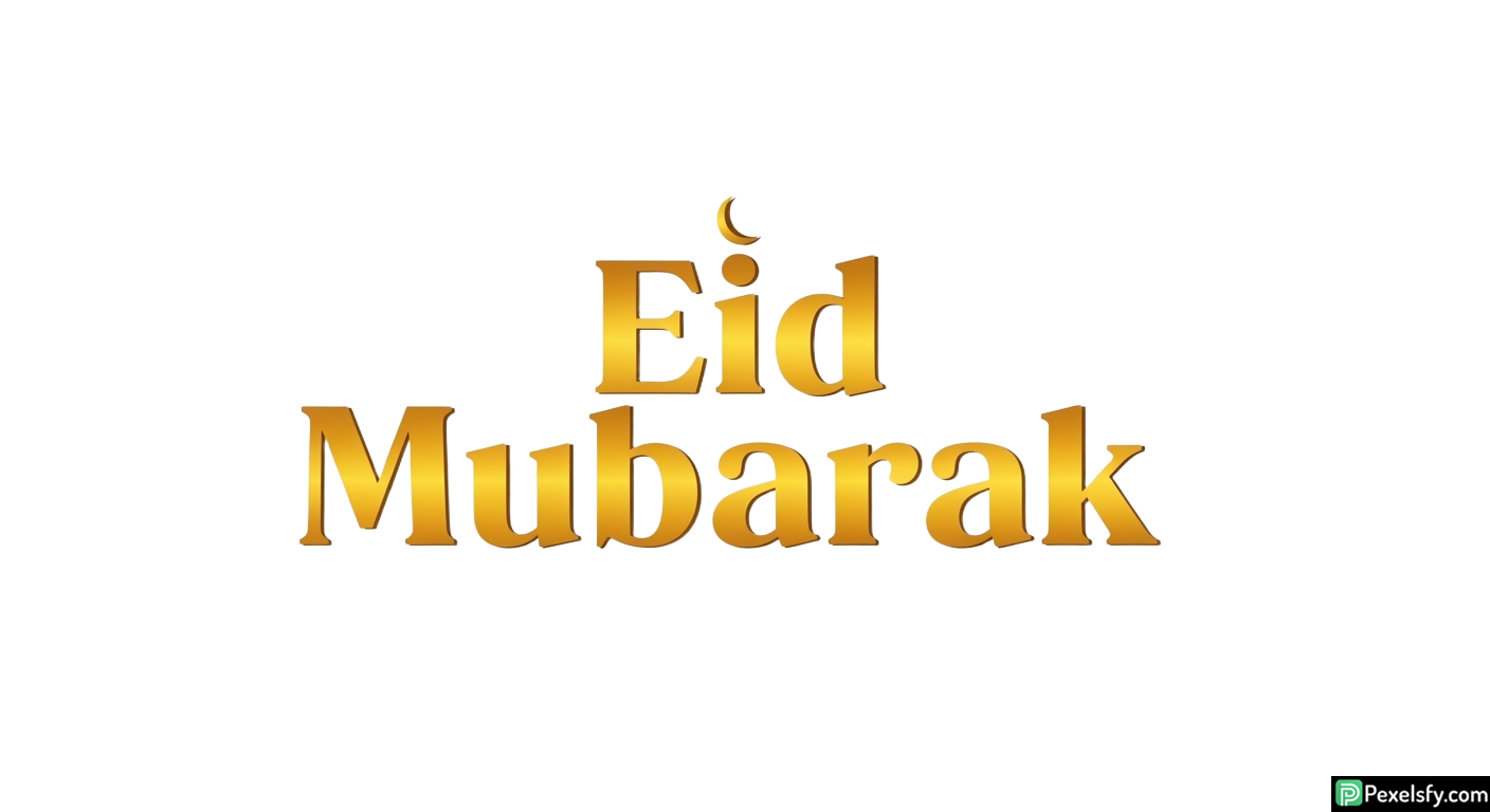 Eid Mubarak golden typography isolated on transparent background (1)