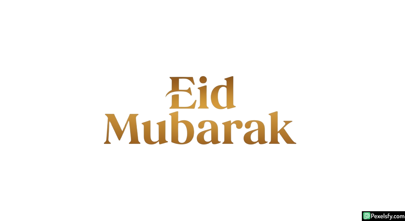 Eid Mubarak golden typography isolated on transparent background (2)