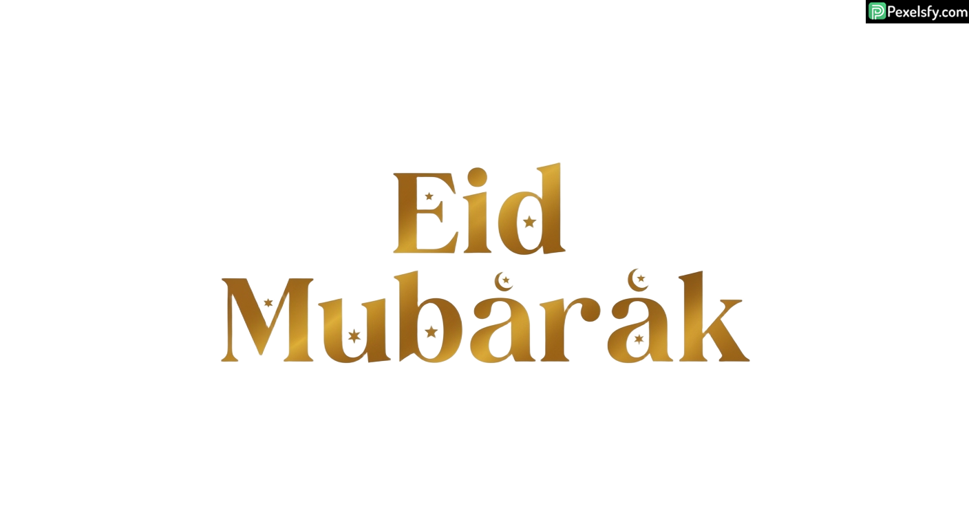Eid Mubarak golden typography isolated on transparent background
