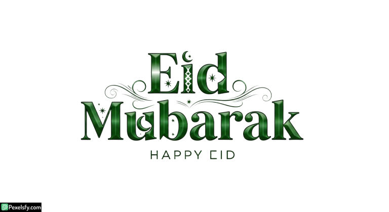 Eid Mubarak greeting calligraphy isolated on transparent background (2)