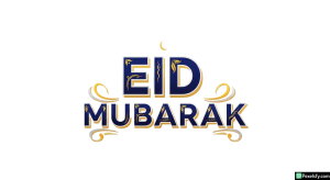 Eid Mubarak greeting calligraphy isolated on transparent background