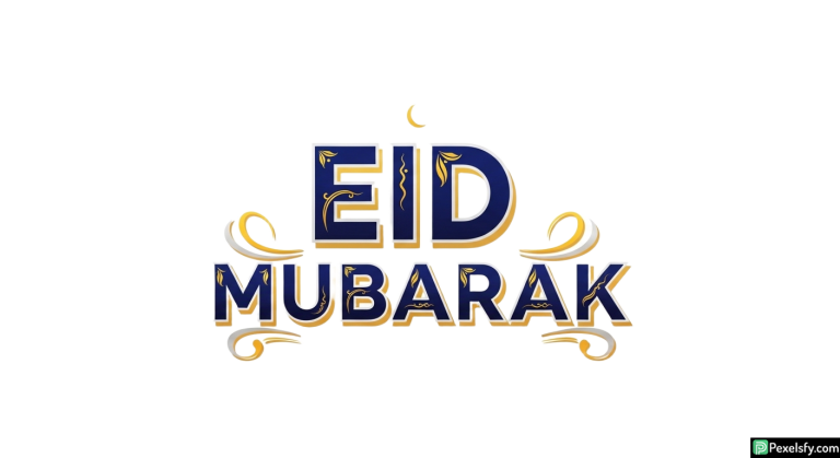 Eid Mubarak greeting calligraphy isolated on transparent background