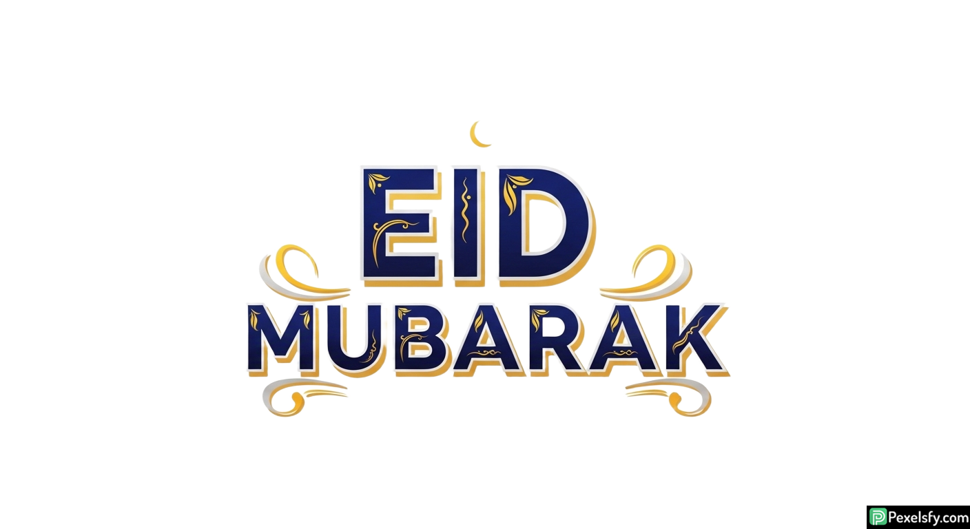 Eid Mubarak greeting calligraphy isolated on transparent background