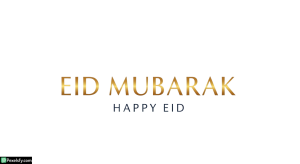 Eid Mubarak greeting card with golden ornaments isolated on transparent background