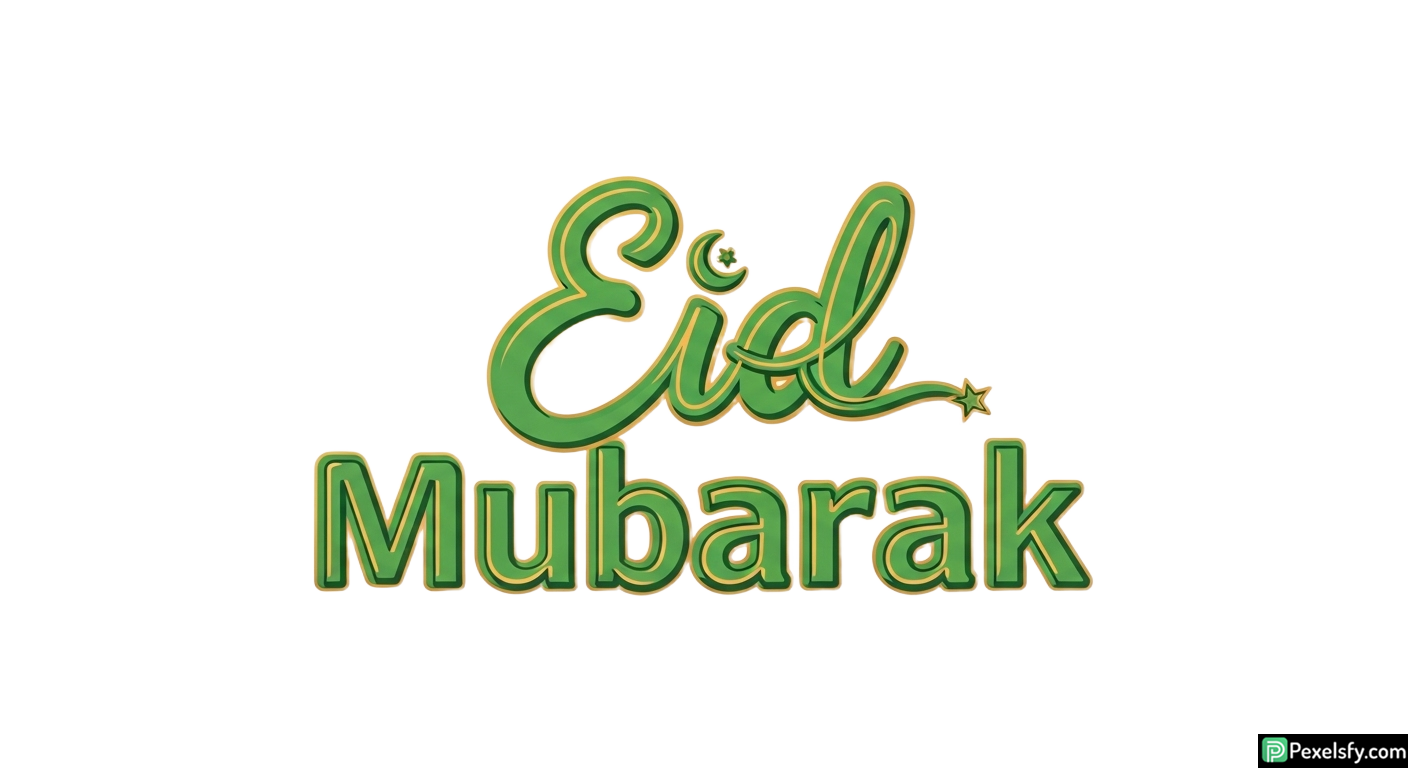 Eid Mubarak greeting typography isolated on transparent background (1)