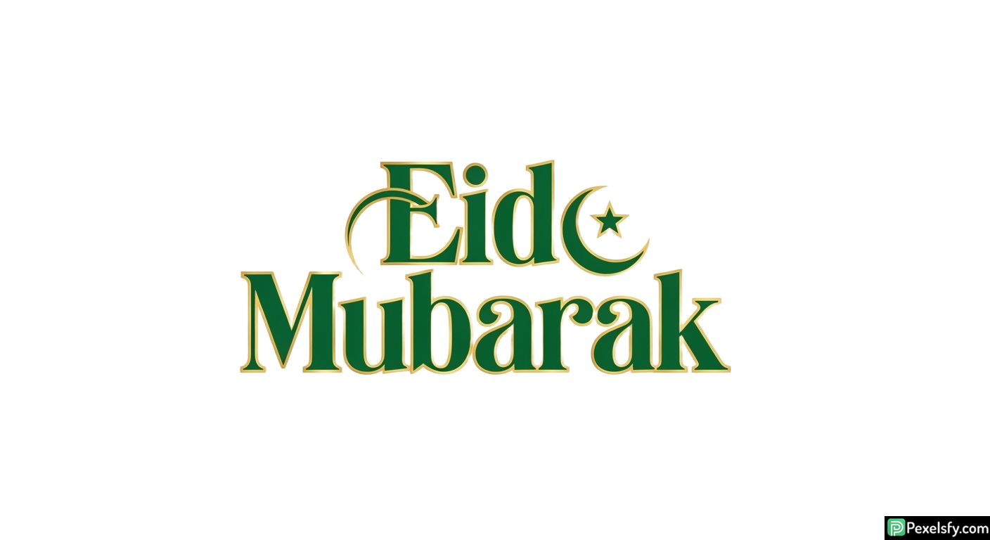 Eid Mubarak greeting typography isolated on transparent background (2)