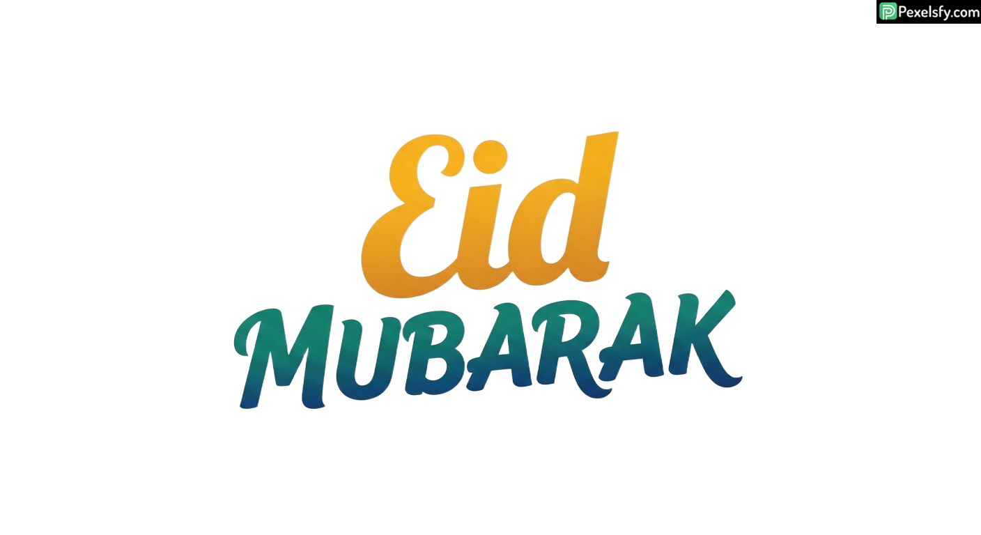 Eid Mubarak greeting typography isolated on transparent background