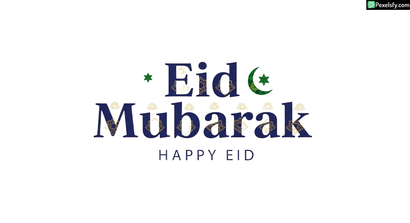 Eid Mubarak greeting with Islamic floral design isolated on transparent background