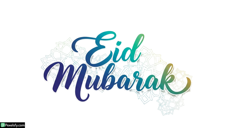 Eid Mubarak greeting with Islamic geometric patterns isolated on transparent background