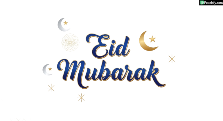 Eid Mubarak greeting with celestial elements isolated on transparent background (1)