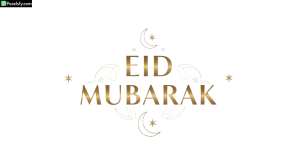 Eid Mubarak greeting with celestial elements isolated on transparent background