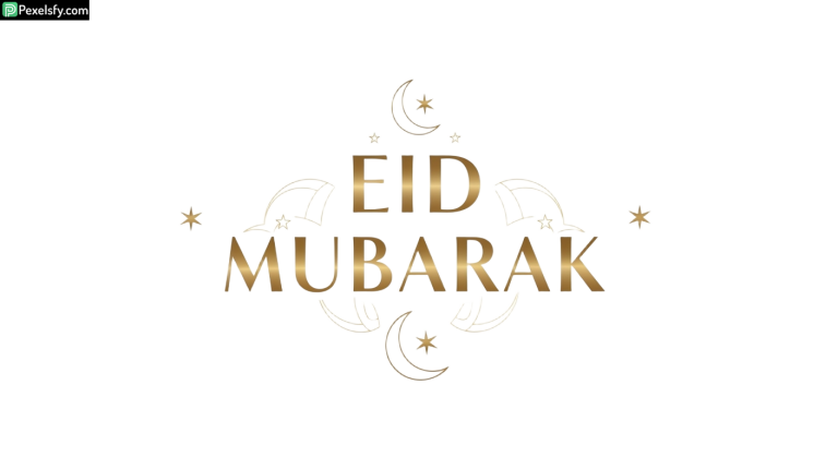 Eid Mubarak greeting with celestial elements isolated on transparent background