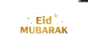 Eid Mubarak greeting with crescent moon and stars isolated on transparent background