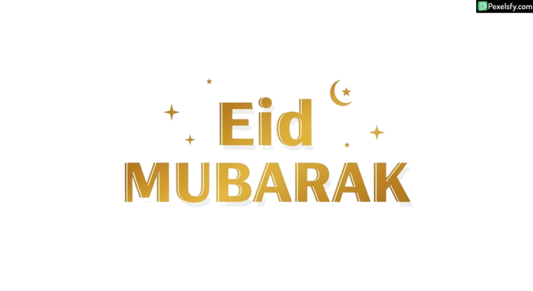 Eid Mubarak greeting with crescent moon and stars isolated on transparent background