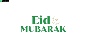 Eid Mubarak greeting with crescent moon isolated on transparent background (1)